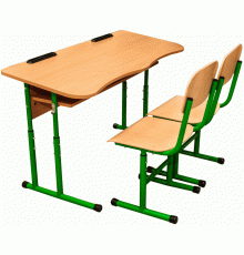 Комплект стіл учнівський 2-місний антисколіозний з полицею, №4-6 + стілець Т-подібний на круглій трубі, №4-6