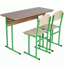 Комплект стіл учнівський 2-місний з полицею, № 6 + стілець полозковий, №6
