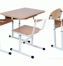 Комплект стіл учнівський 1-місний з полицею, №4-6 + стілець Т-подібний з покриттям HPL, №4-6