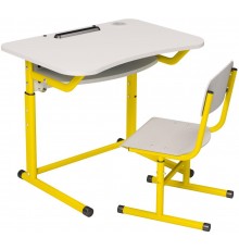 Комплект стіл 1-місний без регулювання кута нахилу стільниці, №3-6 + стілець Т-подібний з покриттям HPL, № 3-6