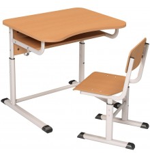 Комплект стіл 1-місний без регулювання кута нахилу стільниці, №4-7 + стілець Т-подібний з покриттям HPL, №4-7