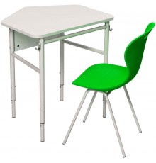 Комплект стіл 1-місний без полиці, №4-7 + стілець з пластиковим моноблоком