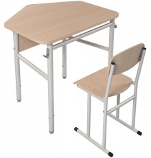 Комплект стіл 1-місний без полиці, №4-7 + стілець полозковий на круглій трубі, №6 з покриттям HPL