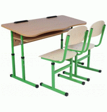 Комплект стіл учнівський 2-місний з полицею антисколіозний, №4-6 + стілець Т-подібний, №4-6