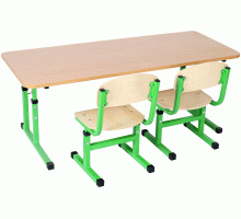 Комплект стіл дитячий 2-місний без полиці, №1-3, + стілець Т-подібний на квадратній трубі, №1-3