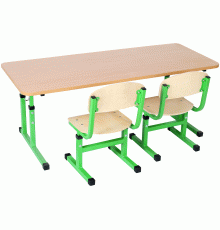 Комплект стіл дитячий 2-місний без полиці, №1-3, + стілець Т-подібний на квадратній трубі, №1-3