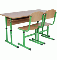 Комплект стіл учнівський 2-місний з полицею, №4-6 + стілець Т-подібний з покриттям HPL, №4-6