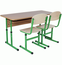 Комплект стіл учнівський 2-місний з полицею, №4-6+стілець Т-подібний, №4-6