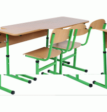 Комплект стіл учнівський 2-місний без полиці, №4-6 + стілець Т-подібний з покриттям HPL, №4-6