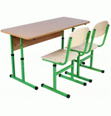 Комплект стіл учнівський 2-місний без полиці, №4-6 + стілець Т-подібний, №4-6