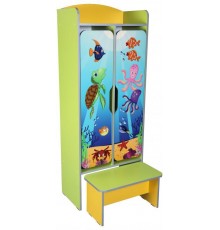 Шафа дитяча 2-місна для роздягальні, з лавкою, з фотодруком 