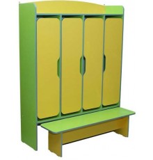 Шафа 4-дверна для роздягальні, з лавкою