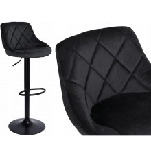 Барний стілець зі спинкою Bonro B-087 велюр чорне з чорною основою (661)