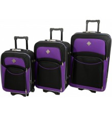 Валіза Bonro Style комплект 3 штуки чорно-т. фіолетовий