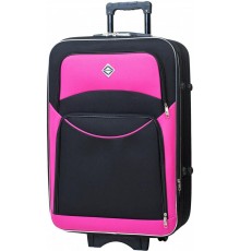 Текстильна валіза Bonro Style (середня) чорно-рожева