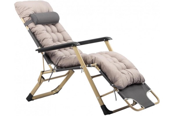 Шезлонг крісло садовий, туристичний Bonro B-02 сірий + подушка