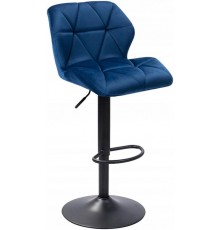 Барний стілець зі спинкою Bonro B-087 велюр синє з чорною основою