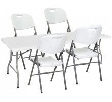 Стіл розкладний туристичний для пікніка Bonro NZ 240 см + 4 білих розкладних крісла Bonro Y53
