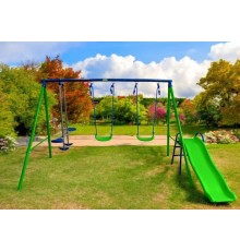 Дитячий ігровий комплекс 4 гойдалки та гірка Spoko SP-S04 синьо-зелена