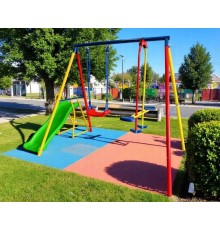 Дитячий ігровий комплекс 2 гойдалки та гірка Spoko SP-S03 різнокольорова