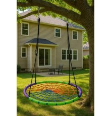 Гойдалка-гніздо кругла дитяча 100 см Spoko SP-5C садова підвісна для вулиці різнокольорова