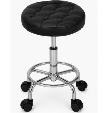 Крісло табурет на колесах без спинки кругле Bonro B-496 чорне (чорні колеса)