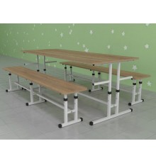Стіл для їдальні з лавками регульовані за висотою