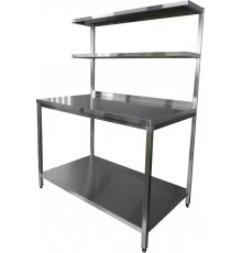 Стіл виробничий з бортом і двома надставленнимі полками