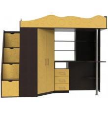 Ліжко-горище дитяче Binky ДС37А Венге/Охра жовта (Left)
