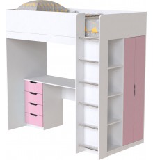 Ліжко-горище дитяче Art in Head Binky ДЮС33 1932x1800x1000 Білий діамант та Рожевий (МДФ) (BK03010022000)