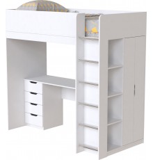 Ліжко-горище дитяче Art in Head Binky ДЮС33 1932x1800x1000 Білий діамант та Білий супермат (МДФ) (BK03010020000)