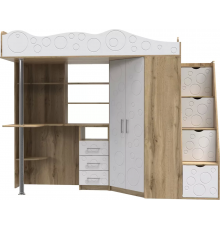 Ліжко-горище дитяче Art in Head Binky ДС37А 2332x1800x832 Дуб крафт золотий/Білий супермат (МДФ) (Right) (BK02120020000)