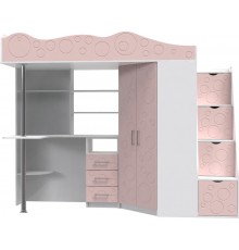 Ліжко-горище дитяче Art in Head Binky ДС37А 2332x1800x832 Білий діамант/Рожева шагрень (МДФ) (Right) (BK02010022000)