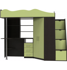 Ліжко-горище дитяче Art in Head Binky ДС37А 2332x1800x832 Венге/Лайм (МДФ) (Right) (BK02050016000)