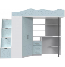 Ліжко-горище дитяче Art in Head Binky ДС37А 2332x1800x832 Білий діамант та Блакитна лагуна (МДФ) (Left) (BK01010021000)