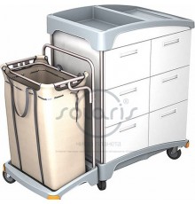 TSH-0007 - Візок готельний з висувними ящиками і мішком для білизни