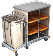 TSH-0002 - Візок готельний з мішком для білизни і висувними кюветами