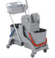 Візок з пласт. рамою: 2 відра 25 л., сірі, прес для віджиму, кошик