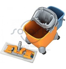 TSPK-0002 - Комплект: Візок з віджиманням, відро 6 л, швабра, моп мікрофібра біла