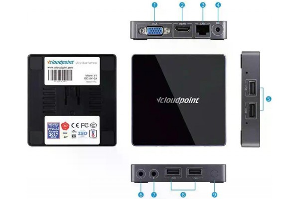 vCloud V1 Zero Client термінал для комп'ютерного класу (нульовий клієнт) з HDMI та VGA входами