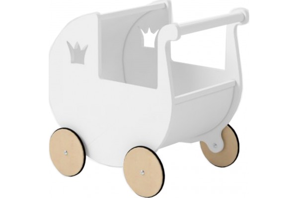 Дитяча коляска для ляльок біла