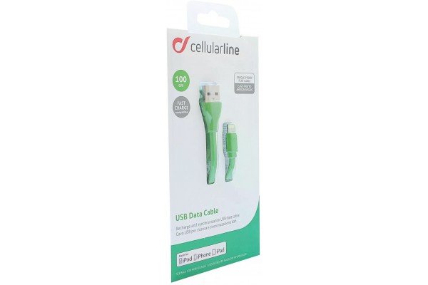 Дата кабель Cellular Line Lightning 1m green (USBDATACFLMFIIPH5G)