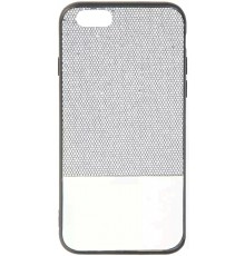 Накладка Florence Leather+Shining Apple Iphone 6/6S Silver White (тех.пак)