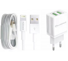 МЗП FLORENCE 2USB 2A + Lightning cable white (FL-1021-WL)
