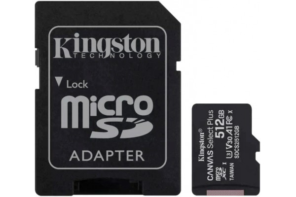 Kingston MicroSDXC 512GB UHS-I A1 (Class 10)+SD adapter