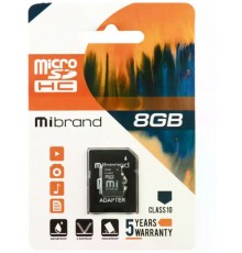 Mibrand MicroSDHC 8GB Class 10 +SD adapter