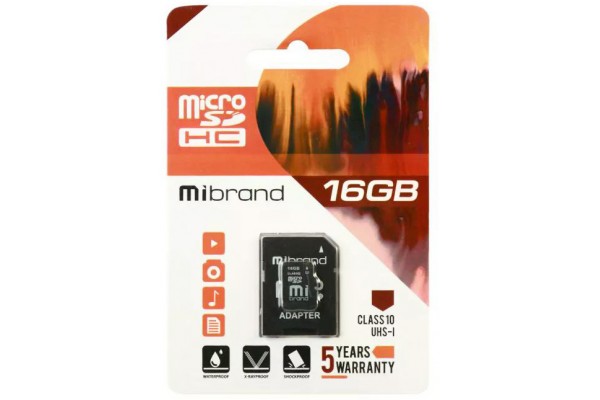 Mibrand MicroSDHC 16GB UHS-I (Class 10)+SD adapter
