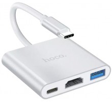 USB hub HOCO HB14 USB-C to USB3.0 + HDMI + PD silver