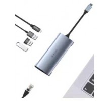 USB hub Jellico HU-55 USB-C to USB3.0*3 + Micro + RJ45 Grey