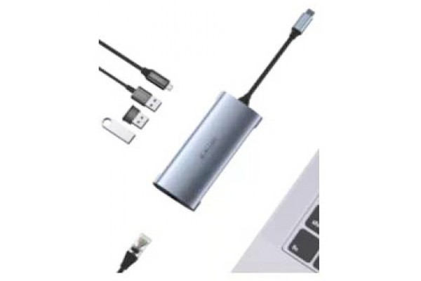 USB hub Jellico HU-55 USB-C to USB3.0*3 + Micro + RJ45 Grey